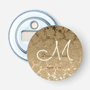 Guld Monogram Elegant Modern Bröllop Flasköppnare