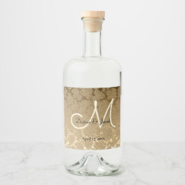 Guld Monogram Elegant Modern Bröllop Spritflaskor Etikett