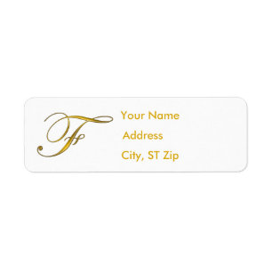 Guld Monogram F Adressetiketter Returadress Etikett