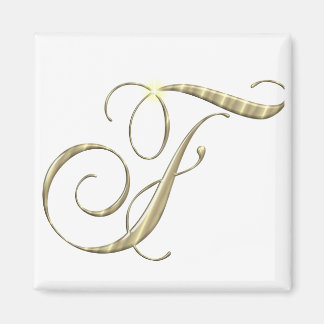Guld Monogram F initialt Magnet