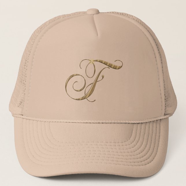 Guld Monogram F initialt Truckerkeps (Framsida)