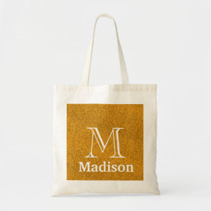 Guld- monogram för glitterfauxpersonlig tygkasse