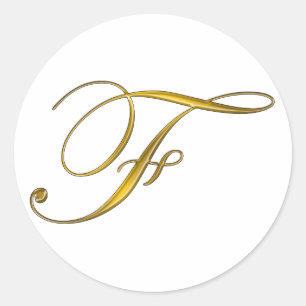 Guld Monogram - första F-fästare Runt Klistermärke