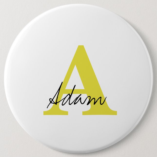 Guld Monogram - första specialnamn Fars dag Knapp (Framsida)