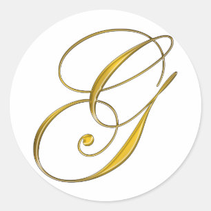 Guld monogram G-kuvert förseglingsmärke Runt Klistermärke