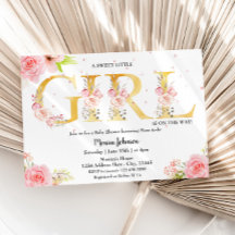 Guld Monogram Girl Baby Shower
