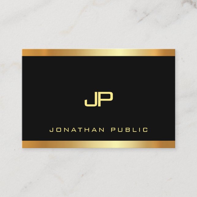Guld Monogram Glamoral Plain Modern Luxe Perfekt Visitkort (Framsida)