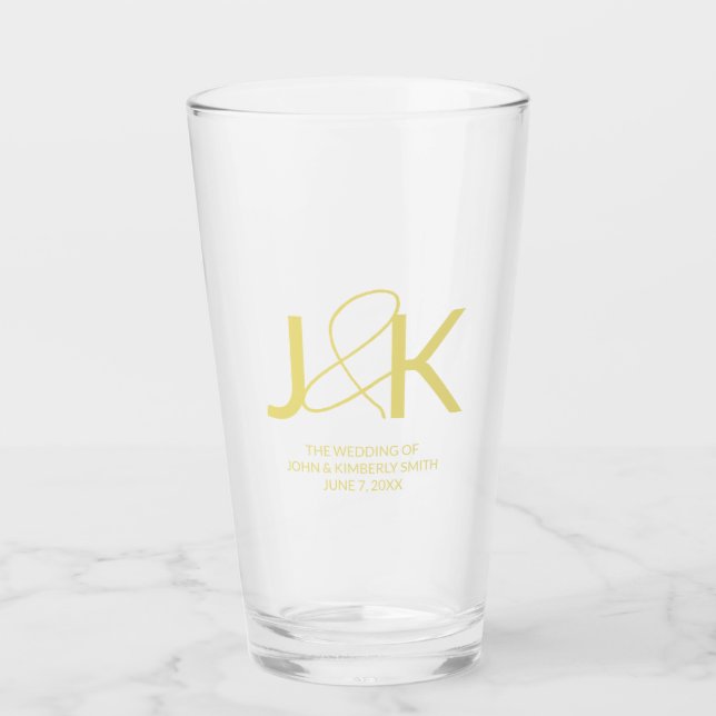 Guld Monogram Glass Kopp (Framsida)