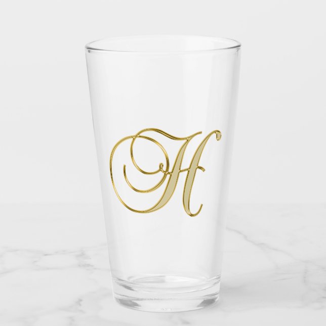 Guld Monogram H-glas Glaskopp (Framsida)