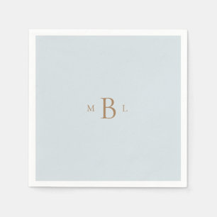 Guld Monogram Ice Blue Bröllop Napkins Pappersservett