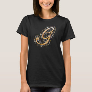 Guld Monogram Initial Brev G T Shirt