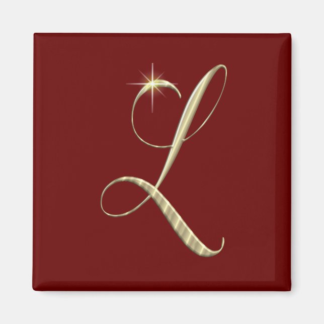 Guld Monogram Initial L Magnet (Framsidan)