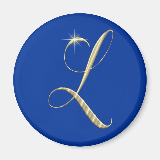 Guld Monogram Initial L Magnet (Framsidan)