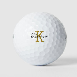 Guld Monogram Initial och Namn Golf Bollar