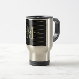 Guld Monogram Initial och Namn on Black Resemugg