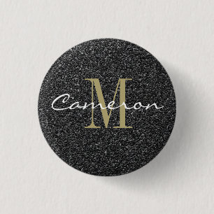 Guld Monogram Initial och Namn Sandpaper Knapp