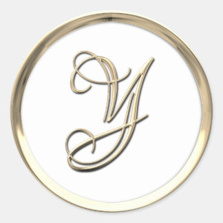 Guld Monogram Initial Y på amy färg Runt Klistermärke