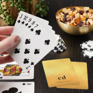 Guld monogram initialer namn casinokort