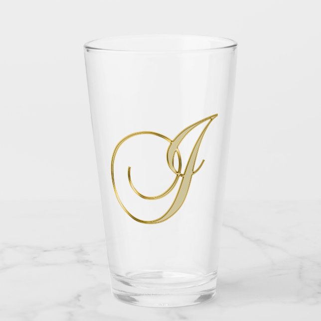 Guld Monogram J Glass Glaskopp (Framsida)