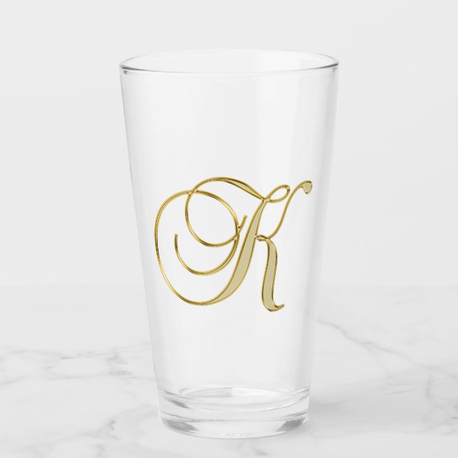 Guld Monogram K-glas Glaskopp (Framsida)