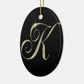 Guld monogram K initialer Julgransprydnad Keramik
