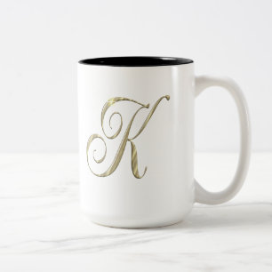 Guld monogram K initialer Två-Tonad Mugg