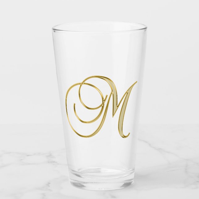 Guld Monogram M-glas Glaskopp (Framsida)