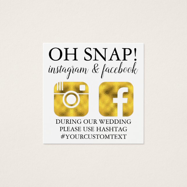 Guld Monogram-mediekort för Social Fyrkantigt Visitkort (Framsida)