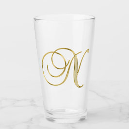 Guld Monogram N glas
