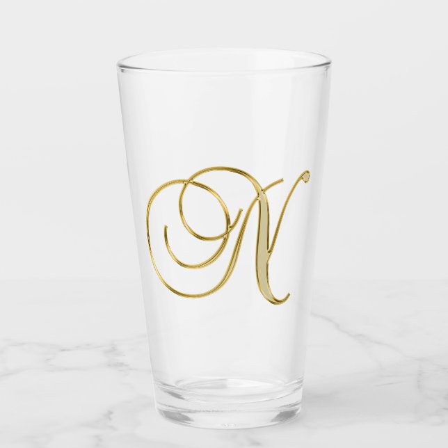 Guld Monogram N glas (Framsida)