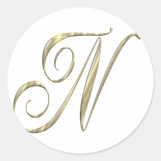 Guld monogram N initialer Runt Klistermärke