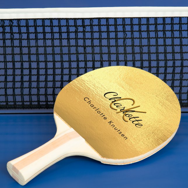 Guld monogram namn glamoral pingisracket (Insitu)