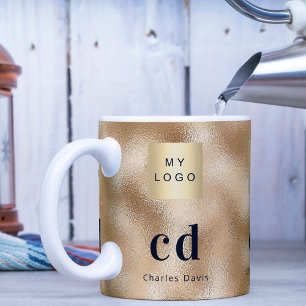 Guld monogram namn logotyp kaffemugg