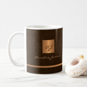 Guld monogram namn personlig elegant kaffemugg