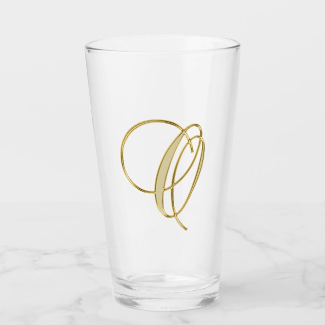 Guld Monogram O Glass Glaskopp (Framsida)