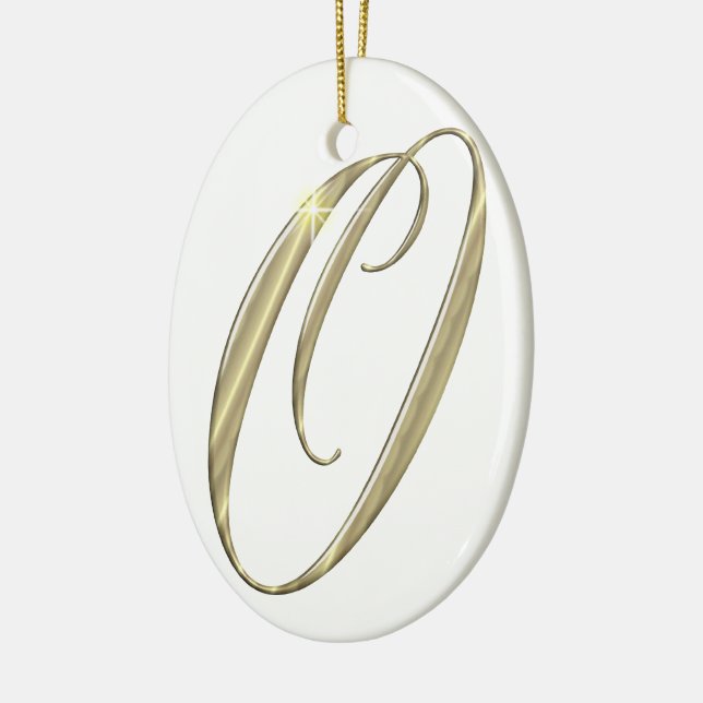 Guld monogram O initialer Julgransprydnad Keramik (Vänster)