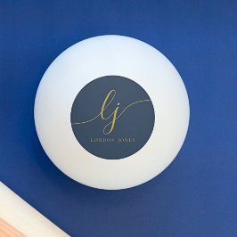 Guld Monogram och Personligen Namn Pingisboll