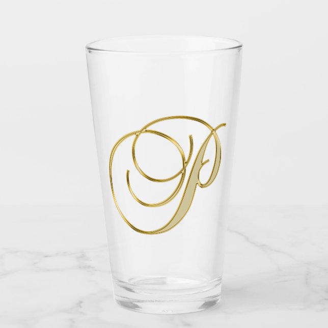 Guld Monogram P Glass Glaskopp (Framsida)