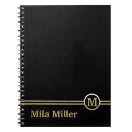 Guld Monogram på svart bakgrund Anteckningsbok
