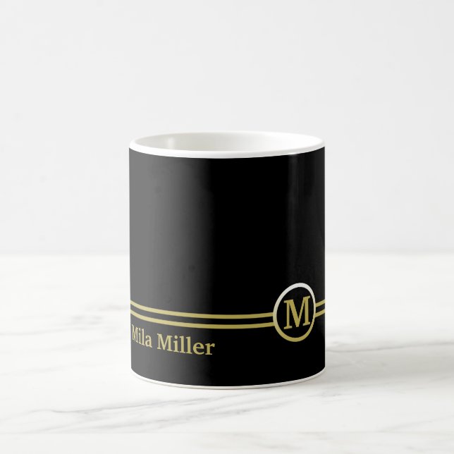 Guld Monogram på svart bakgrund Kaffemugg (Center)