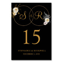 Guld Monogram på Svarta Namn, första Bröllop