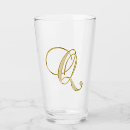 Guld Monogram Q-glas Glaskopp
