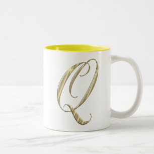 Guld monogram Q initialer Två-Tonad Mugg