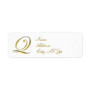 Guld Monogram Q-Returetiketter Returadress Etikett