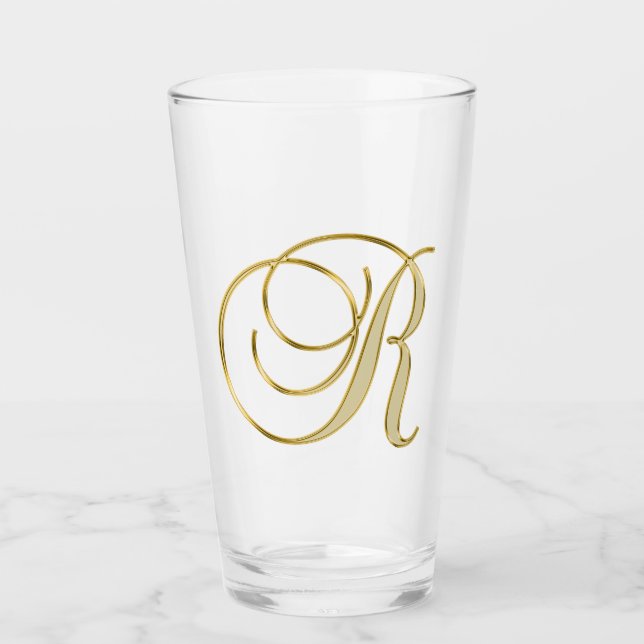 Guld Monogram R-glas Glaskopp (Framsida)
