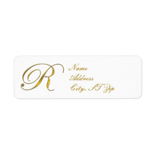 Guld Monogram R-Returetiketter Returadress Etikett