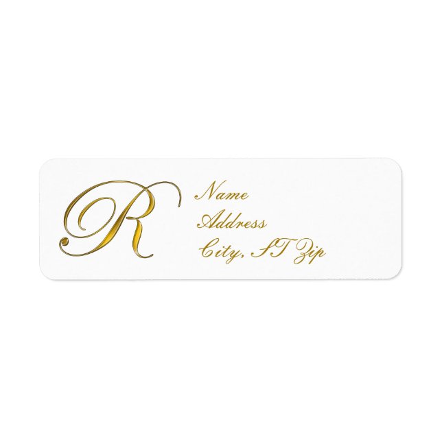 Guld Monogram R-Returetiketter Returadress Etikett (Framsidan)