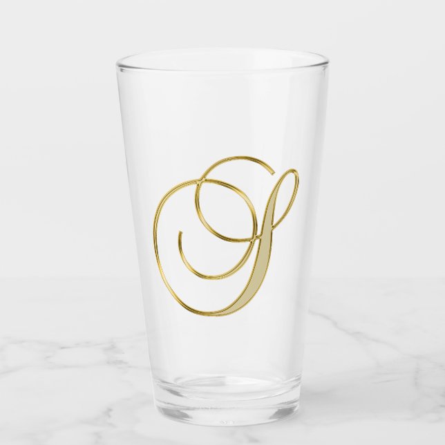 Guld Monogram S-glas Glaskopp (Framsida)