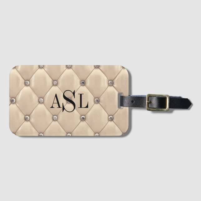 Guld Monogram satallisk Elegant Bagagebricka (Framsida horisontal)