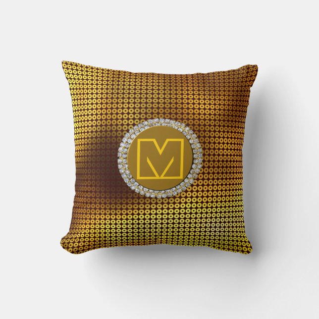 Guld Monogram Sequin Kudde (Framsida)